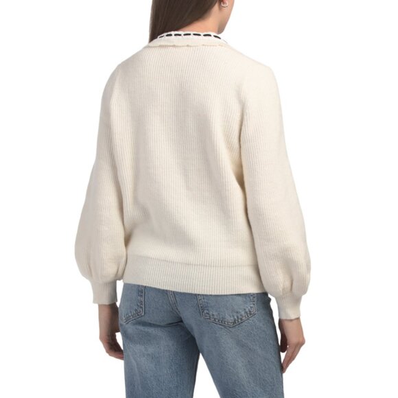 SUNDAY EDITION Cream Whipstitch Cardigan - Picture 2 of 2